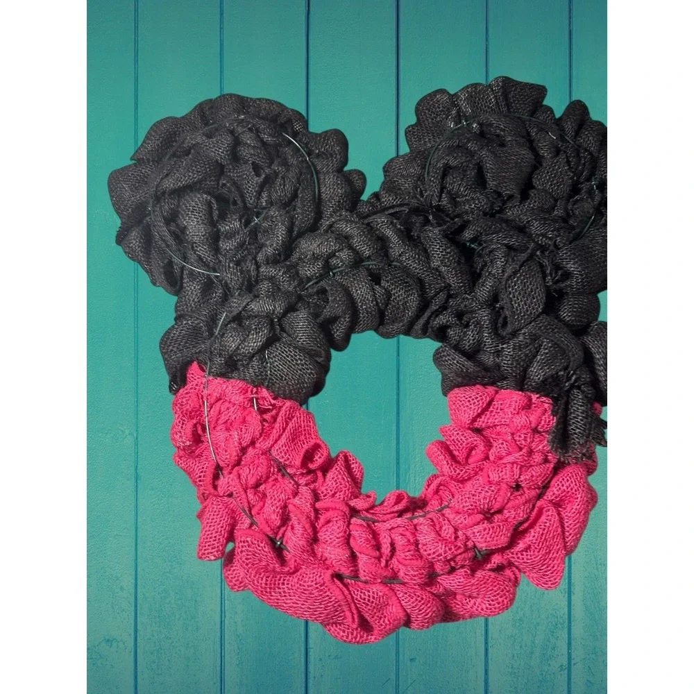 New Disney Minnie Mouse Wreath Pink Black Bow Heart Disneyana 21
